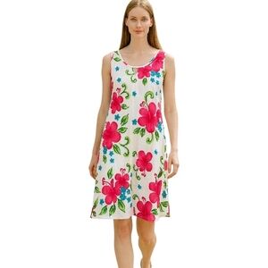 Floral Sleeveless Midi Dress - Pink and Green